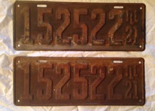 Old Pair Illinois 1921 License Plates Dodge Chevy Ford Model T Yom 21 Rat Rod Il