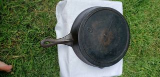 RARE Fancy Handle Cast iron Skillet Gate Marked 9 Antique late 1800s early 1900 4