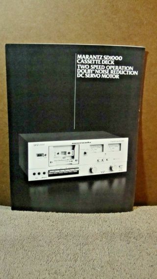 1979 Marantz Sd1000 Cassette Deck Dc Servo Motor 3 Page Booklet With Specs