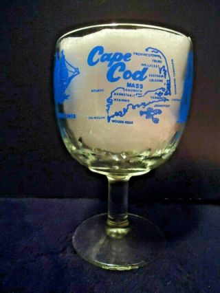 Rare Cape Cod Thumbprint Beer Glass Goblet Souvenir Massachusetts Blue Graphics
