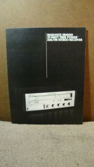 1979 Marantz Sr1000 25 Watt True Power Receiver 3 Page Booklet With Specs