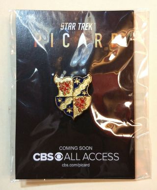Sdcc 2019 Comic Con Star Trek: Picard Exclusive Picard Family Crest Pin