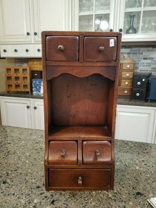 Vintage Antique Ponderosa Line 5 Drawer And Display Shelf Spice Cabinet (8)