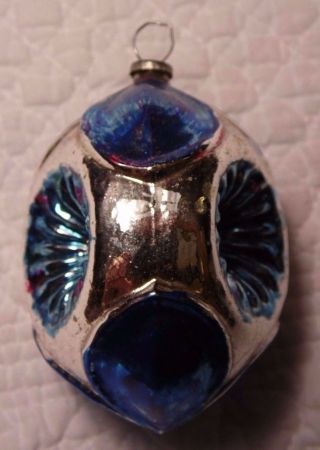 Antique Mercury Glass Old Christmas Ornament Triple Indent