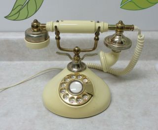 Vintage Rotary Dial Telephone In French Style Cream Gold