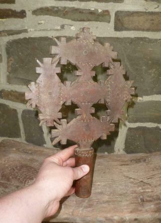 Early Antique Carved Wood Crucifix Cross 18th C Spanish Colonial Folk Art
