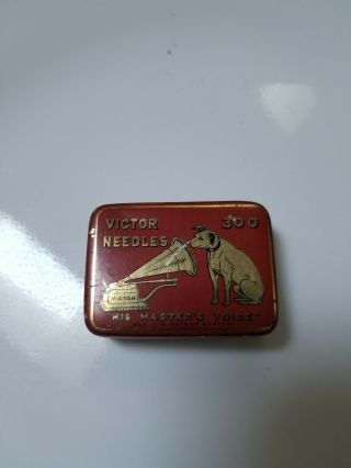 Phonograph Gramophone Needle Tin - Rca Victor Record Player Red
