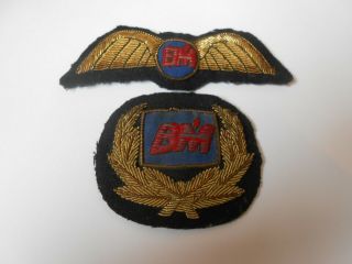 British Midland Bma Bullion Pilots Wing & Cap Badge Vintage Airline Insignia