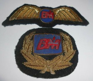 British Midland BMA bullion pilots wing & cap badge vintage airline insignia 6