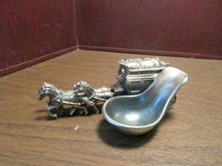 Vintage Metal Tobacco Pipe Rest - Old West Stagecoach - Horses - Tobacciana