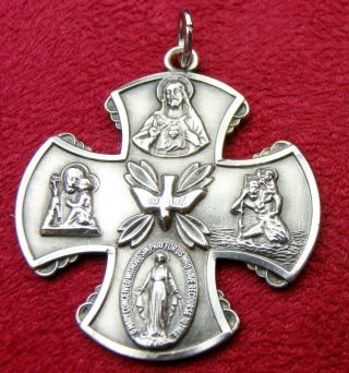 Carmelite Nun’s Holy Spirit Catholic Miraculous Sterling Rosary Medal Pendant