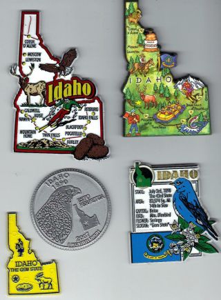Idaho Magnet Assortment 5 State Souvenirs Including Jumbo Map Magnet