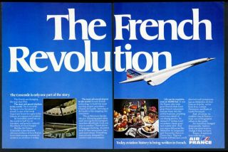 1978 Air France Concorde Plane Color Photo Vintage Print Ad