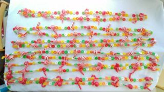 Vtg Plastic Blow Mold Candy Cane Life Savers Peppermint Balls Christmas Garland