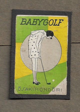 Golf Lady Short Dress Japan 1930`s Matchbox Label