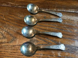 4 Reed & Barton Kings Shell Fairmont Hotel Sf Ca.  Soup Spoons Silver Plated Rare
