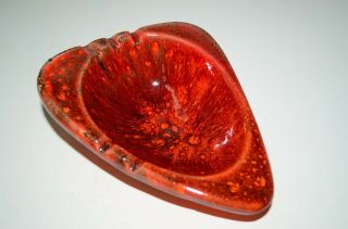Vintage Mid Century Atomic Orange Red Ashtray Ceramic Splatter