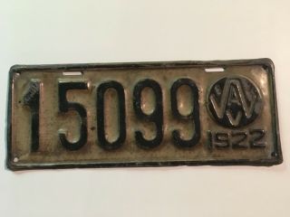1922 West Virginia License Plate 100 All Paint Straight & Solid