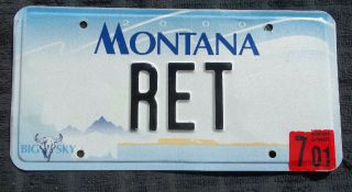 Montana Vanity License Plate " Ret " Retired Robert Richard Ray Turner Thompson