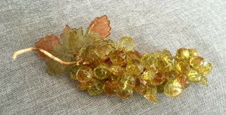 Vintage Faceted Lucite Acrylic Grape Clusters On Wire Mid Century Modern 9 "
