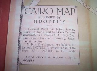 antique Souvenir Guide Map of CAIRO compliments of J.  Groppi Cairo Egypt 14 x 16 2