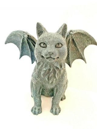 Winged Cat Gargoyle Statue Figurine Gray Gothic Fantasy 6 " H X 5 " D X 3 " W