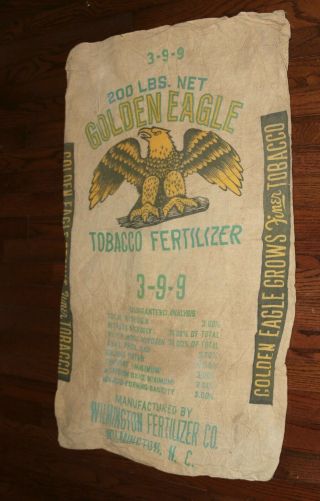 Vintage Golden Eagle Tobacco Fertilizer 200 Lb Bag Sack (empty) Wilmington Nc