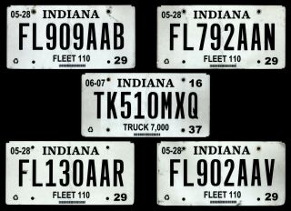 5 Indiana 2015 License Plates Fleet 110,  Truck 7,  000 - 2015 - 2016