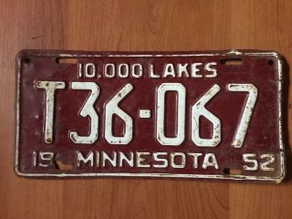 1952 Minnesota Truck License Plate - Mn - Vintage - Tag,  T36 - 067