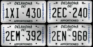 4 Oklahoma License Plates - Big Rig Semi Tractor Permanent Apportioned Tractor