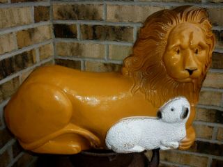 Rare Lion And Lamb In Peace Easter Blow Mold Union Lighted Plastic Featherstone