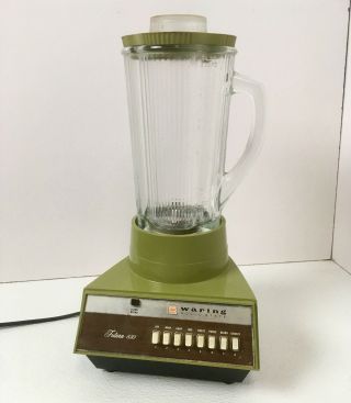 Waring Futura 850 Blender Avocado With Cloverleaf Glass Pitcher Vintage
