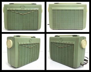 Vintage 1957 Rca Victor Portable - Battery/ac - Tube Radio Model 8 - Bx - 5h Green