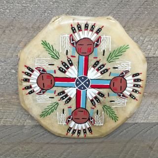 Native American Indian - Navajo Hand Painted Cochiti Drum - Four Direction - Glen Nez