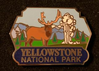 Yellowstone National Park Elk & Old Faithful Enamel Pin