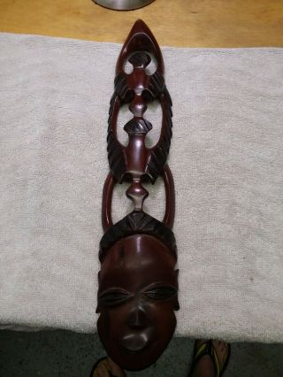 African Hand Carved Wood Wall Plaques Figural Sculpture Mask Hanging Home Decor
