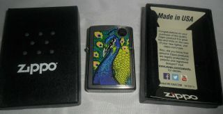Unfired Zippo Lighter,  Dated 1995 Barrett Smythe Peacock 4