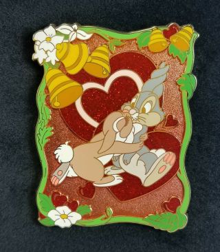 2010 A Disney Valentine Pin Bambi Thumper & Miss Bunny Le 100