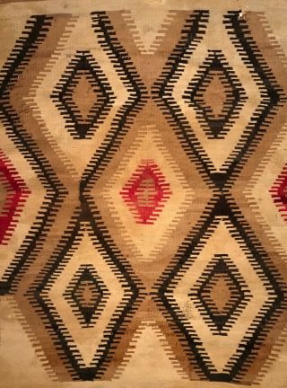 Very Old Native American Navajo Rug,  38” X 50”,  Unusual Pattern,