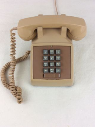 Vintage Push Button Dial Phone Telephone Beige Mid Century Classic Very