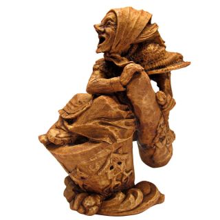 Baba Yaga Statue - Russian Folklore Witch Goddess Dryad Design - Wood Finish