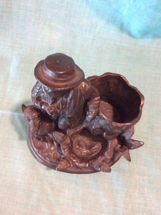 Vintage Antique Cigar and Match Holder.  Man and His Dog 3