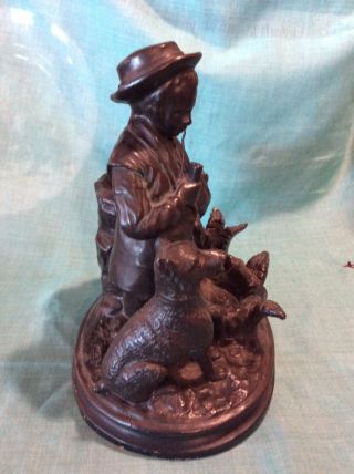 Vintage Antique Cigar and Match Holder.  Man and His Dog 5