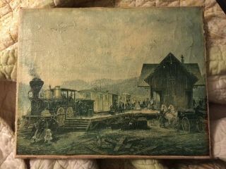 Rare Vintage Steam Locomotive Train Painting 19th Century Fabulous Forgeries Nyc