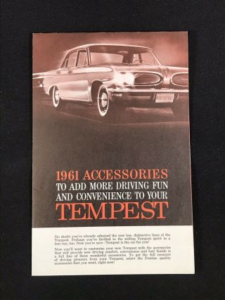 Vtg 1961 Pontiac Tempest Car Accessories Dealer Sales Brochure