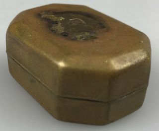 Antique Vintage Brass Snuff Box With Hinged Lid