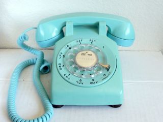 Vintage At&t Bell System Blue Turquoise Rotary Dial Telephone Phone