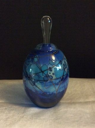 Vintage Art Glass Perfume Bottle W/ Stopper 5 "