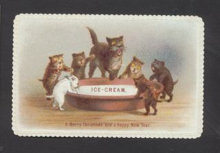 C6309 Victorian Goodall Xmas Card: Cats & Ice Cream