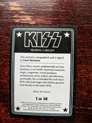 KISS Demon Gene Simmons AUTOGRAPH Card Dynamite KISS Trading Cards 2